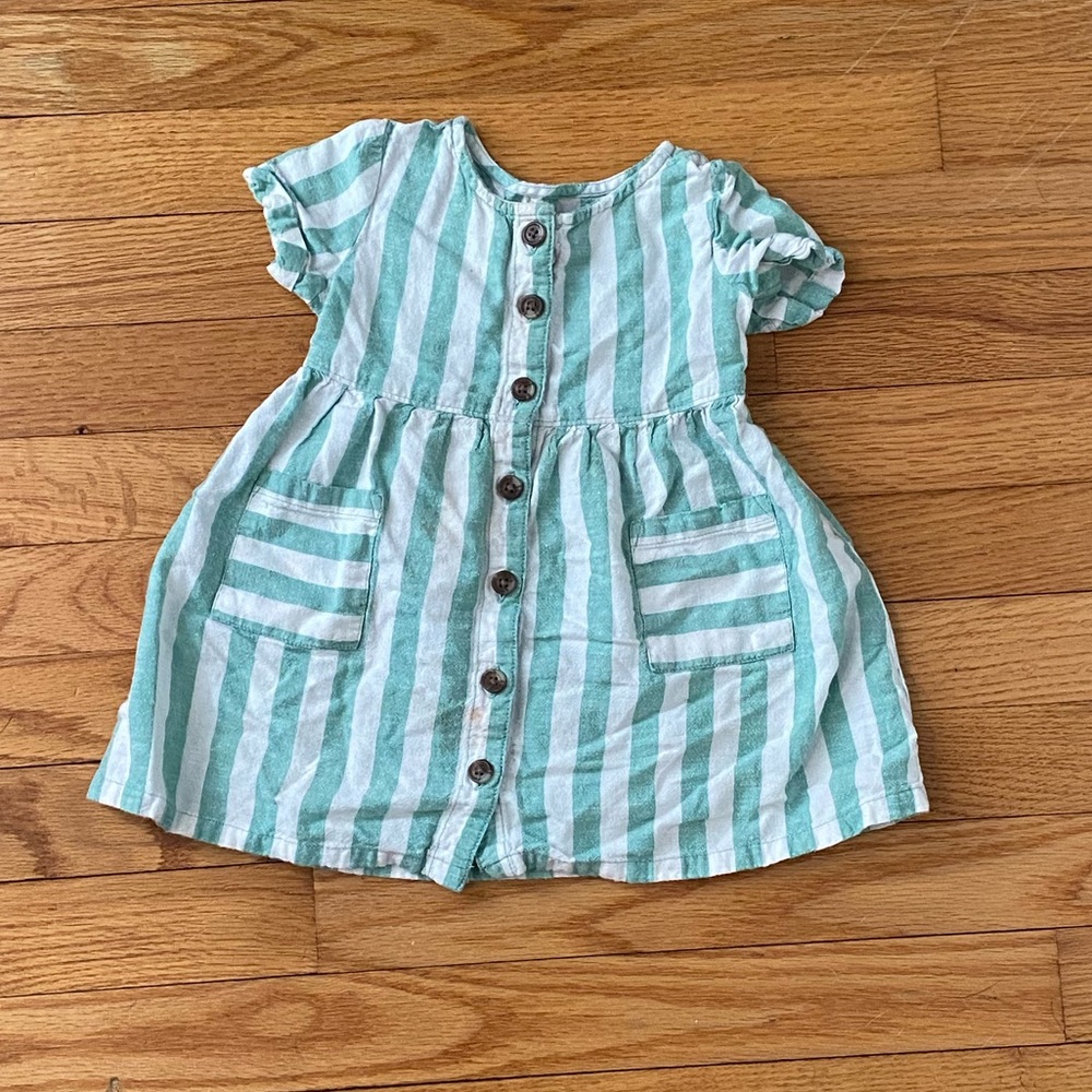 Old Navy Green and White Striped Baby Dress